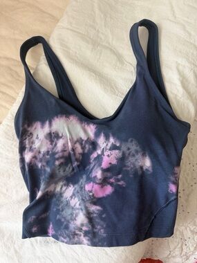 lululemon athletica Navy Tie-Dye Scoop Crop Top with Pink Accents